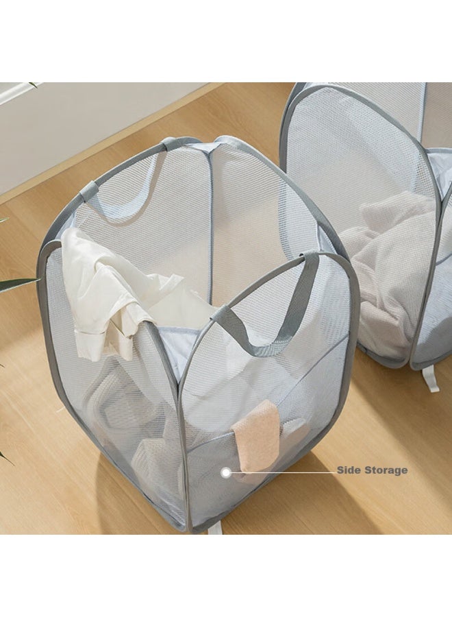 Mengting Foldable Laundry Hamper, Household Dirty Clothes Storage Basket, Laundry Basket For Clothes, Laundry Bin, Gray - Image 2