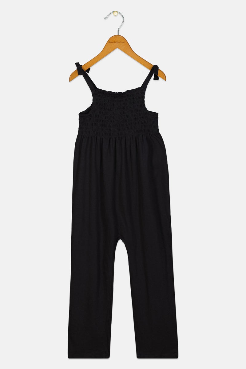 GAP Toddlers Girl Plain Sleeveless Jumpsuits, Black - Image 1