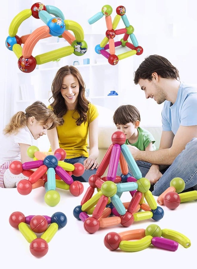 RATSAW 64pcs Magnetic Building Sticks Blocks, Children Educational 3D Magnet Building Puzzle Gift for Kids and Toddlers  - Image 1