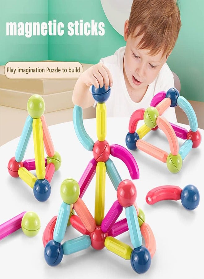 RATSAW 64pcs Magnetic Building Sticks Blocks, Children Educational 3D Magnet Building Puzzle Gift for Kids and Toddlers  - Image 3