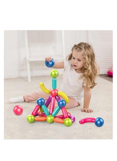 ماركة غير محددة مجموعة عصي وكرات وقضبان مغناطيسية من TOYS-EGYPT، مكعبات وعصي بناء وألعاب تكديس تعليمية للأطفال الأولاد والبنات 42 قطعة (بوكس مغناطيس)  - Image 4