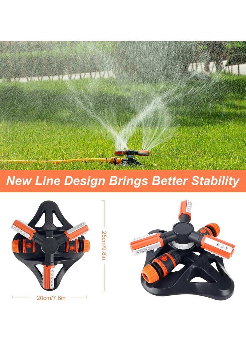Generic - Garden Sprinkler, Lawn Sprinkler Automatic 360 Degree Rotating 3 Arm Lawn Water Sprinkler System with Quick Connectors for Watering Plants or Summer Outdoor Play Orange - Image 1