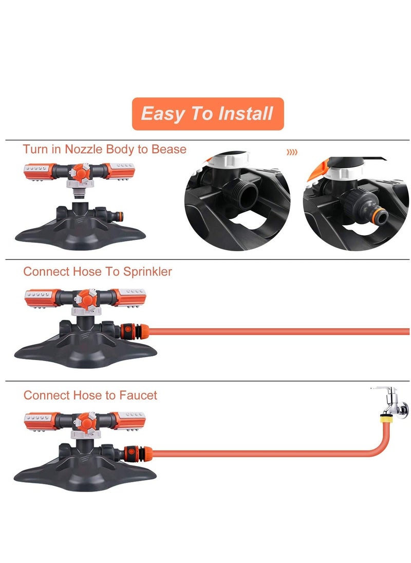 Generic - Garden Sprinkler, Lawn Sprinkler Automatic 360 Degree Rotating 3 Arm Lawn Water Sprinkler System with Quick Connectors for Watering Plants or Summer Outdoor Play Orange - Image 1