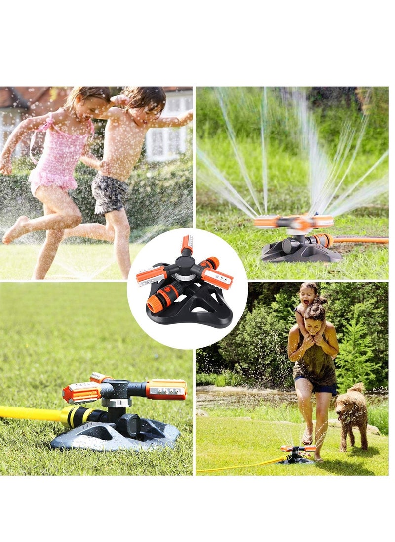 Generic - Garden Sprinkler, Lawn Sprinkler Automatic 360 Degree Rotating 3 Arm Lawn Water Sprinkler System with Quick Connectors for Watering Plants or Summer Outdoor Play Orange - Image 1