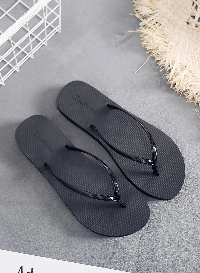 Take Two Black Solid Flip Flops