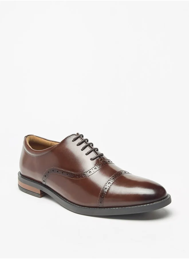 DUCHINI Men's Textured Oxford Shoes with Lace-Up Closure