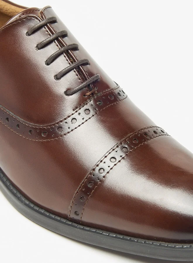 DUCHINI Men's Textured Oxford Shoes with Lace-Up Closure