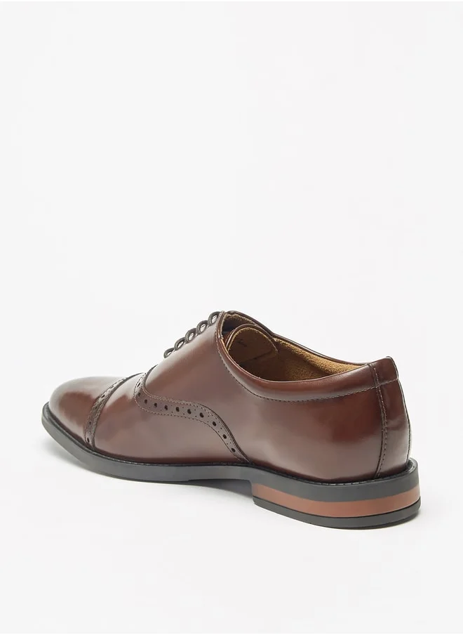 DUCHINI Men's Textured Oxford Shoes with Lace-Up Closure