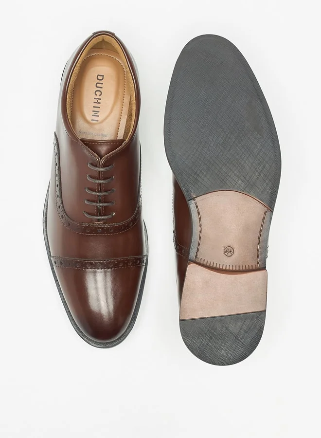 DUCHINI Men's Textured Oxford Shoes with Lace-Up Closure