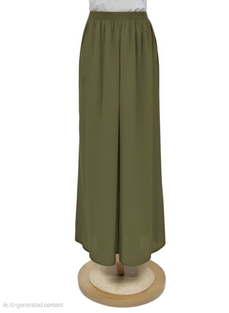 Dee's Fashion Wide Leg Chiffon Palazzo Pants with Elastic Waistband, Flowy Design & Divider Skirt for Women – Comfortable and Stylish  - Image 1