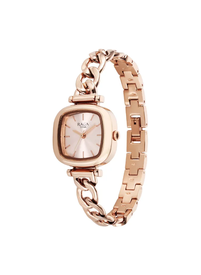 تيتان Women Analog Display Watch With Rose Gold Stainless Steel Strap - 95302WM01