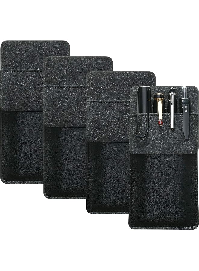 erorex Pocket Protector 4Pcs Handmade Leather Pen Pouch Soft And Durable Pencil Pocket Holder Pen Pouch Holder Organizer For Shirts Lab Coats Pants Holds Pens Pointers Cards And Notes  - Image 1