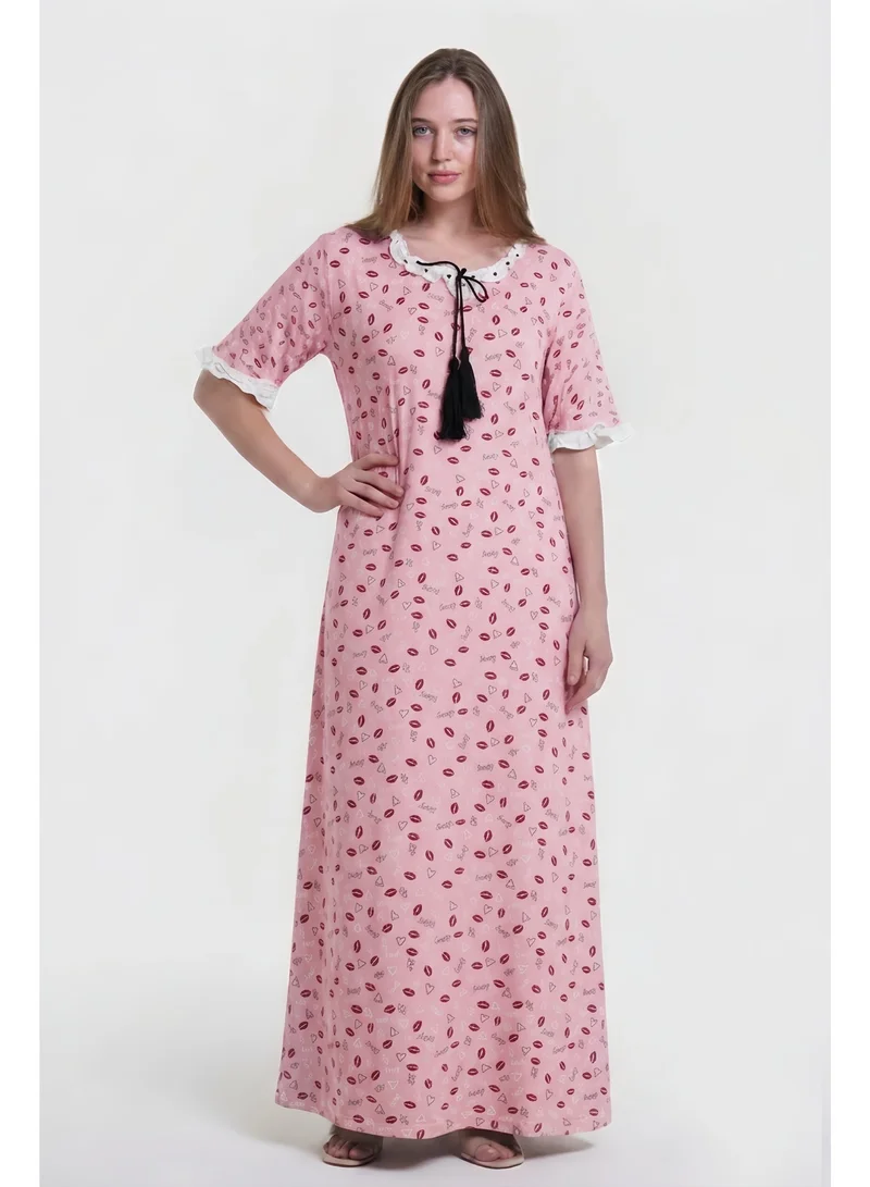 Women's Printed Cotton Maxi Dress - Home wear Sleeping Dress