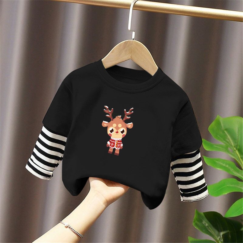 G2207# boys long sleeve fake two cotton T-shirt spring and autumn cartoon cute baby foreign style base shirt - Image 4