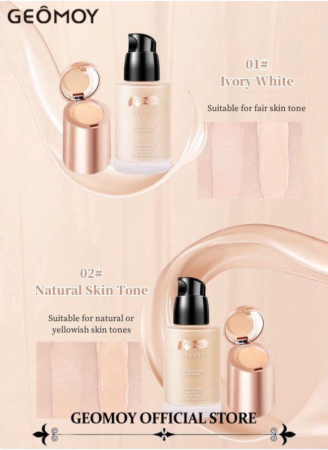 Geomoy - 2-in-1 Face Liquid Foundation & Concealer Long-lasting 24H Wear Water & Sweat Resistant Natural & Flawless Skin - Image 1