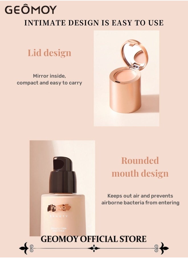 Geomoy - 2-in-1 Face Liquid Foundation & Concealer Long-lasting 24H Wear Water & Sweat Resistant Natural & Flawless Skin - Image 1