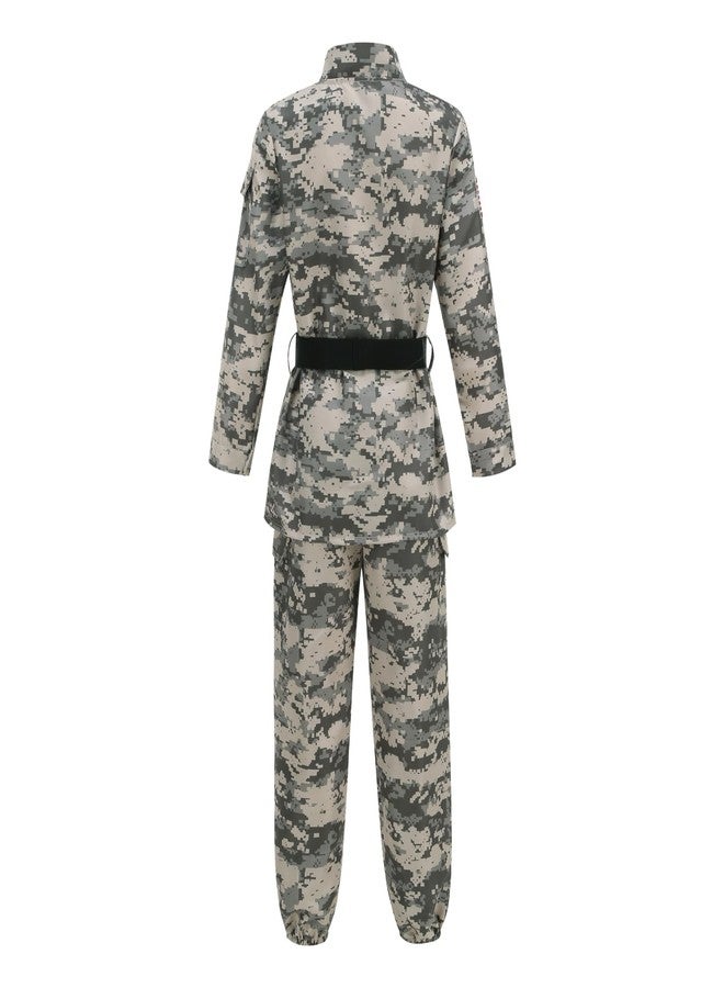 HAPNBCELE Army Costume for Boys, Soldier Camouflage Uniform Military Outfits for Kids with Toy Accessories 11 Pcs Halloween (Grey Green, Small 6-8Years) - Image 3
