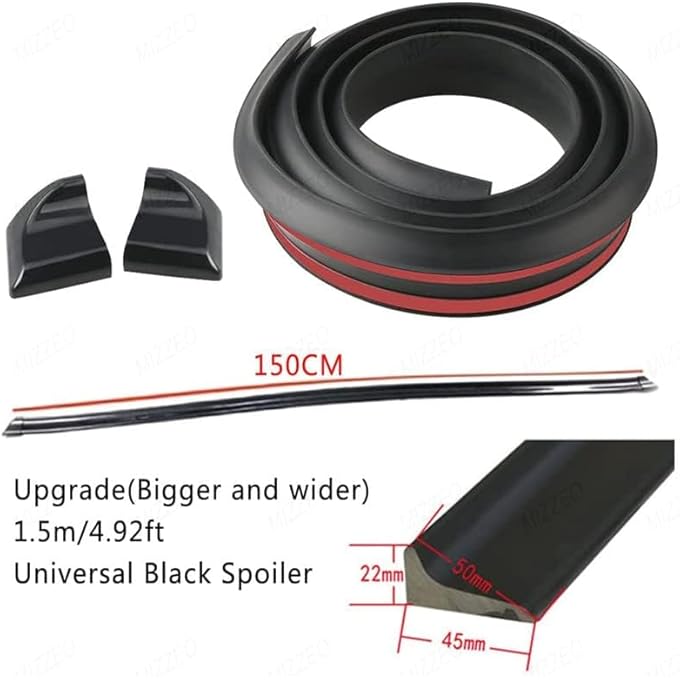 rayihni Fiber Trunk Spoiler Lip PunchDrill Free 150 Cm X 35 Cm Matte Black Compatible With Ford Figo Aspire 20152018 - Image 4