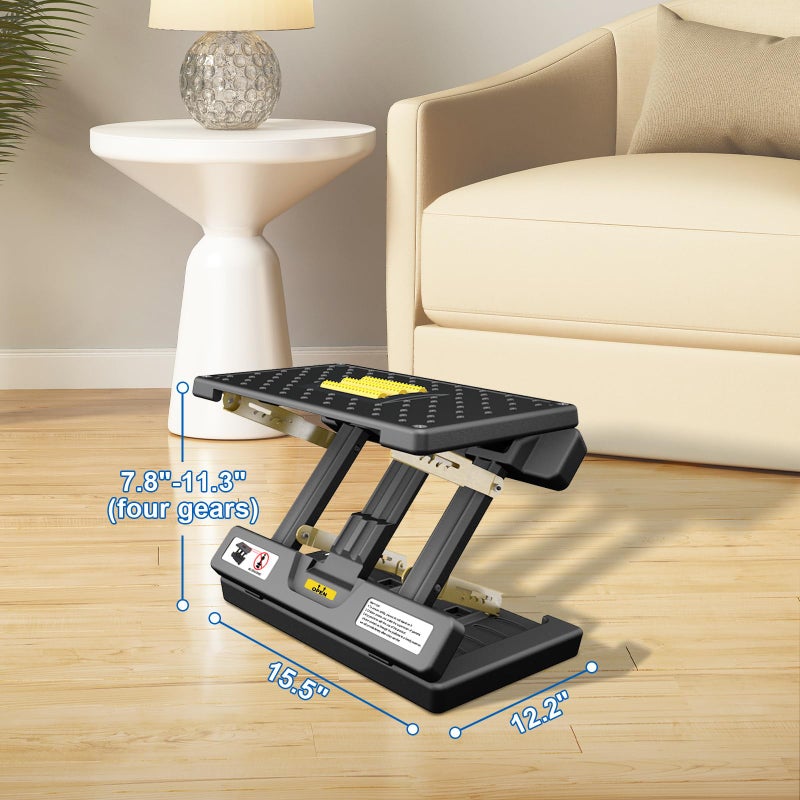 Arejonner Foldable Foot Rest, Computer Foot Rest Under Desk, 12Modes Adjustable Ergonomic for Office, Loading Capacity 80 pounds, Removable Soft Cloth Pad,All-Season(Yellow) - Image 5