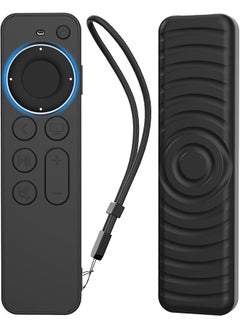 erorex Protective Case For Tv Siri Remote 2021 Non Slip Shock Resistant Durable Silicone Case For Tv 4K Gen 2 2021 Remote Silicone Remote Control Case With Lanyard Black  - Image 1