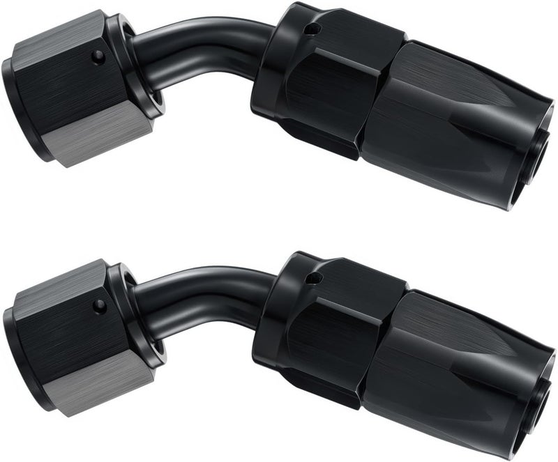 ROSY PIXEL 2Pcs 6AN 45 Degree Swivel Hose End Fitting for Fuel Oil Line Aluminum Black - Image 1
