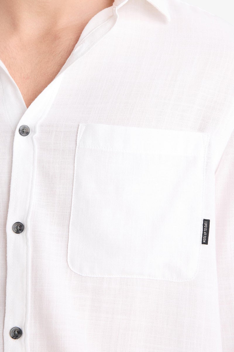 DeFacto White Man Regular Fit Long Sleeve Cotton Shirt Casual - Image 5