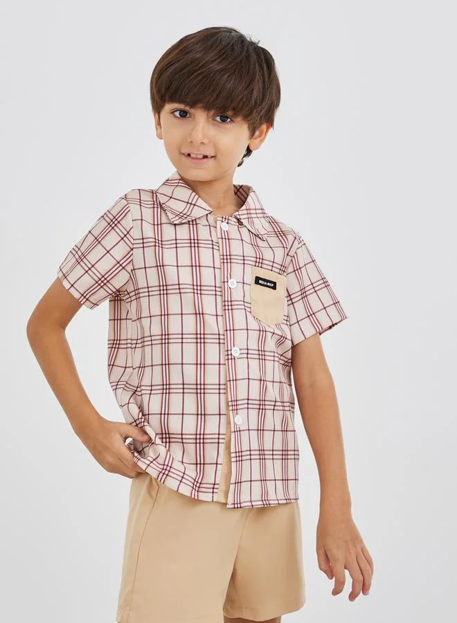 Take Two Take Two Checked Pocket Detail Shirt and Shorts Set