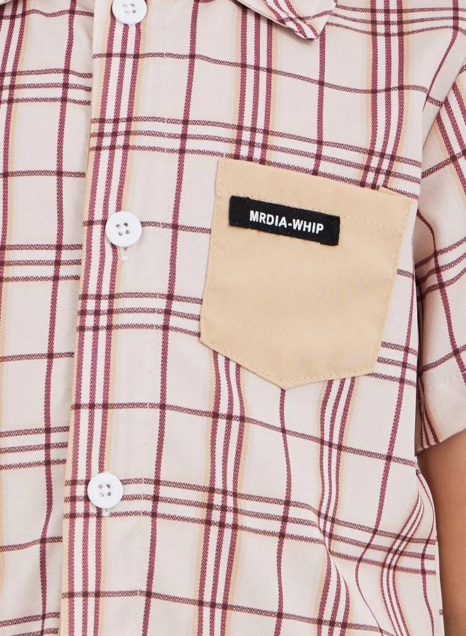 Take Two Take Two Checked Pocket Detail Shirt and Shorts Set