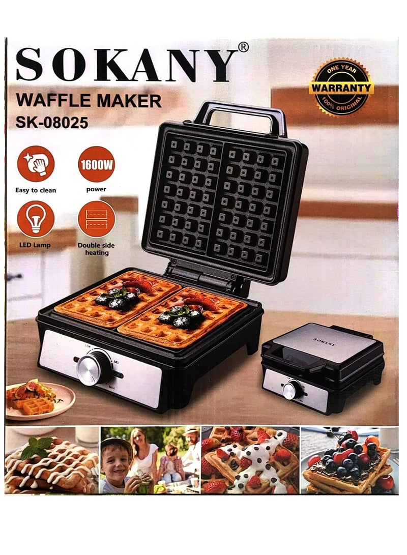 sokany Electric waffle maker silver/black 1600 watt sk-08025 - Image 2