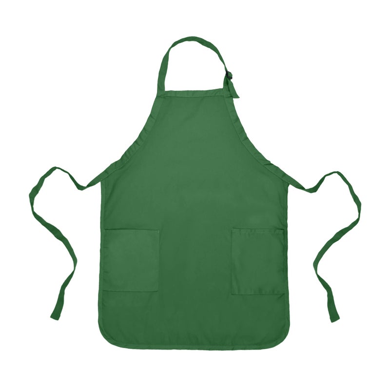 DALIX Apron Commercial Restaurant Home Bib Spun Poly Cotton Kitchen Aprons (2 Pockets) in Dark Green - Image 1