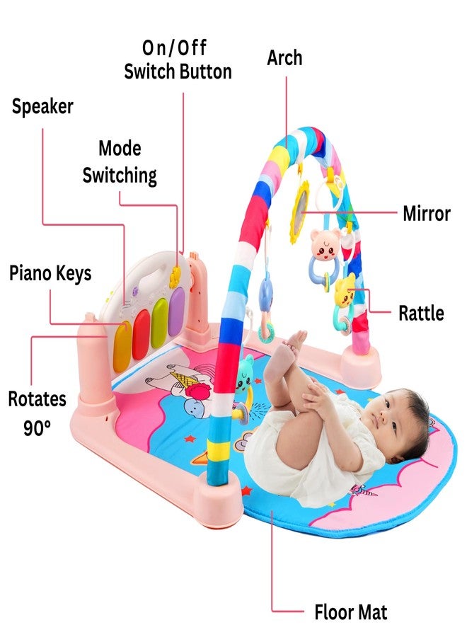 Yetli 5 in 1 Baby Activity Play Mat Gym Education Soft Piano Baby Fitness Rack Musical Baby Play Mat Crawl Mats for Kids(Multicolor) - Image 4