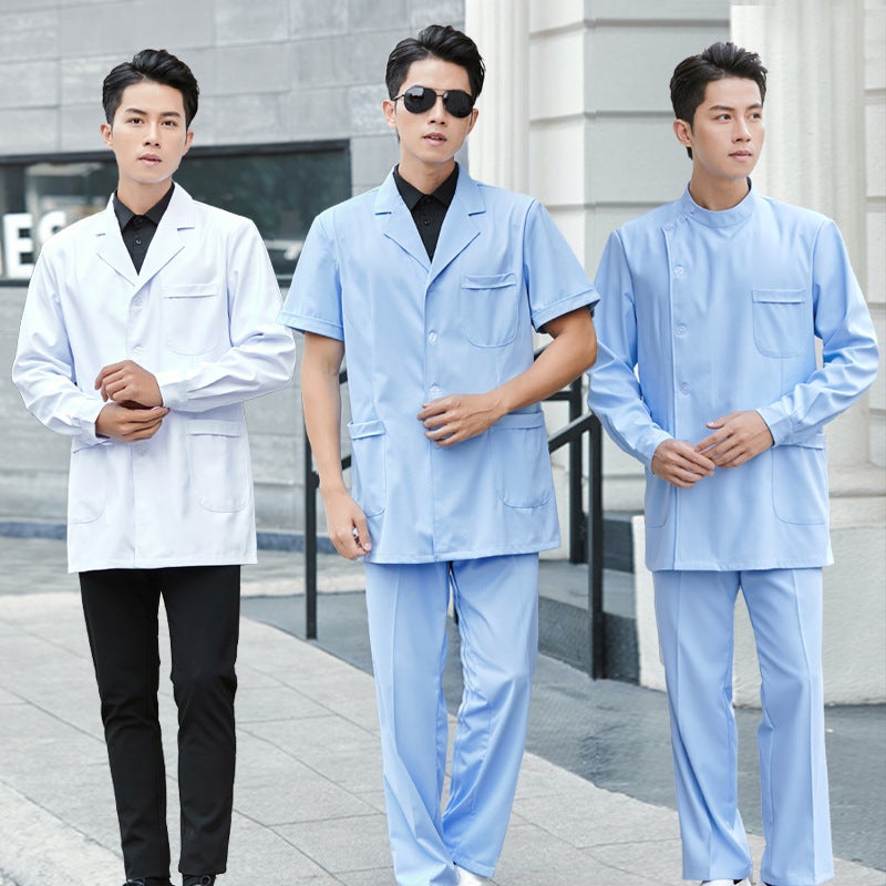 White lab coat short men's long-sleeved nurse's clothing short-sleeved labor protection doctor Oral and Dental split suit medical work clothes - Image 3