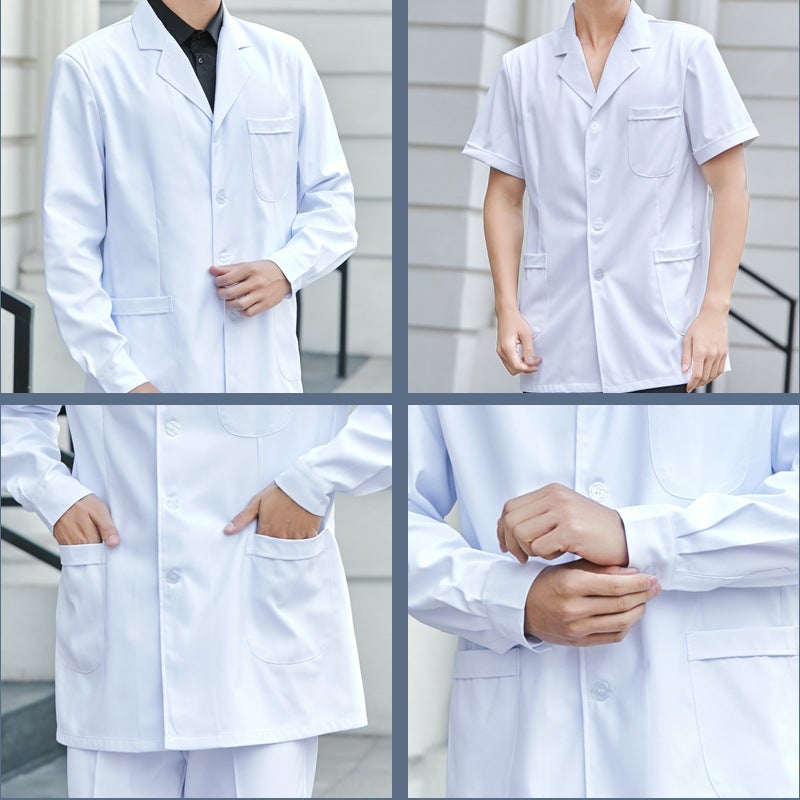 White lab coat short men's long-sleeved nurse's clothing short-sleeved labor protection doctor Oral and Dental split suit medical work clothes - Image 4