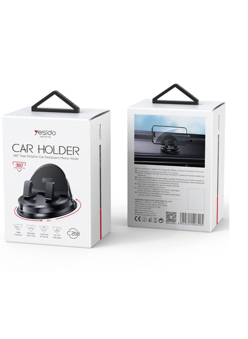 Yesido C268 Car Dashboard 360 Degree Rotating Base Phone Holder Black - Image 2