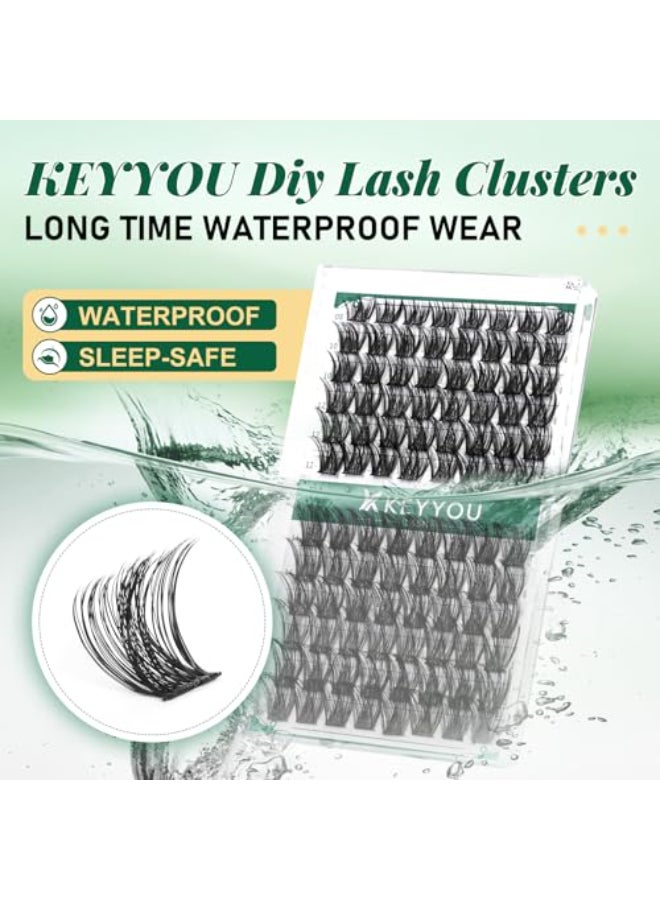 KEYYOU Lash Clusters96 Pcs Cluster Lashes D Curl 14mm DIY Lash Extensions Eyelash ClustersKEYYOU Volume Wispy Individual Lashes SoftComfortable Easy DIY at HomeY05D14mm - Image 3