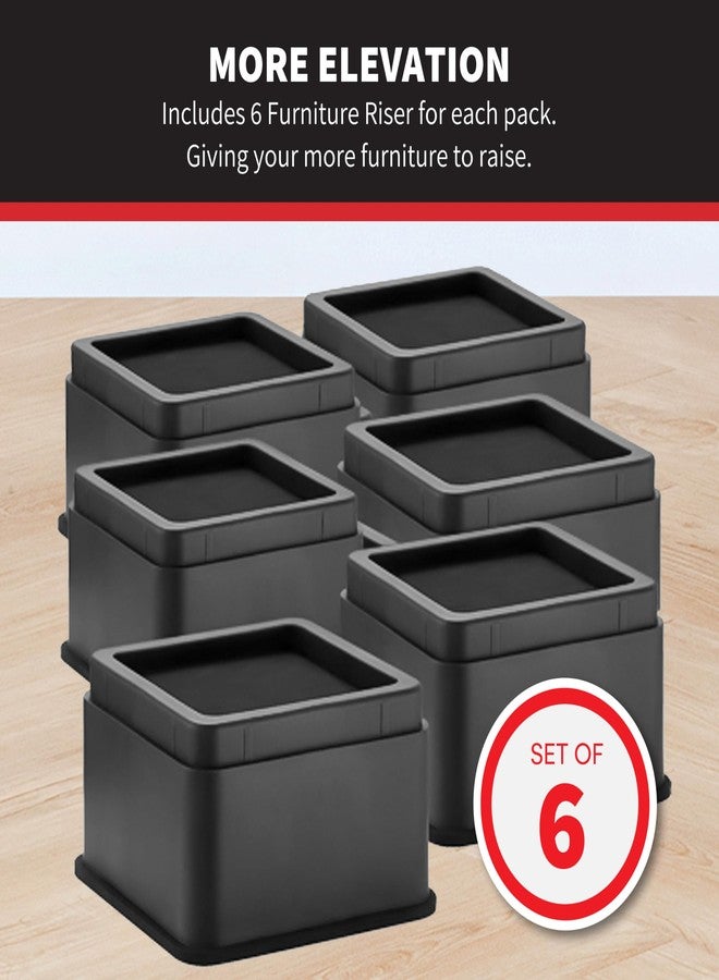 iPrimio Bed Risers 2 Inch - Square, 2 Inch Lift, Heavy Duty, 6 Pack, Up to 10000lbs - Bed Raising Blocks, Furniture Risers - Safe, Sturdy Bed Lifts for College Dorm Rooms, Couches, Tables, Desk Riser - Image 4