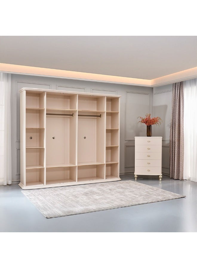 DANUBE HOME Danube Home Jasmine 6 Door Wardrobe Sturdy Closet Clothes Storage Cupboard Modern Design Space Saving Swing Door Cabinet For Bedroom L266.4Xw60Xh230Cm - Light Beige  - Image 2