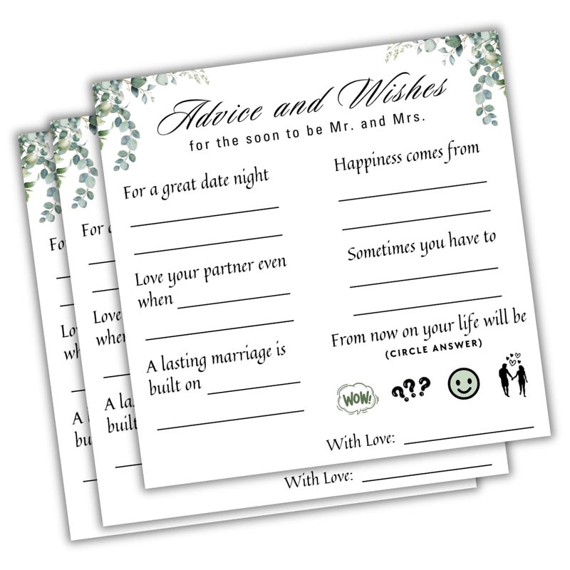 The Decor Cycle 50 Cards in a pack Advice and wishes for the couple to make your Wedding and Pre Wedding celebrations fun and memorable for your guests 4x4 inches