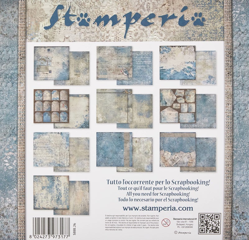 Stamperia Double-Sided Scrap Paper Pad 10 Sheets, 5 (12 x 12 Inches) â€“ Blues, Multicoloured, 30.5 x 30.5 cm - Image 2