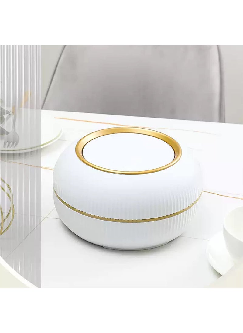 Ritmo Ritmo One Key Press Mini Desktop Trash Bin For Household Bedside Waste Bin Tea Table Small Garbage Bin 2 Liters White  - Image 1