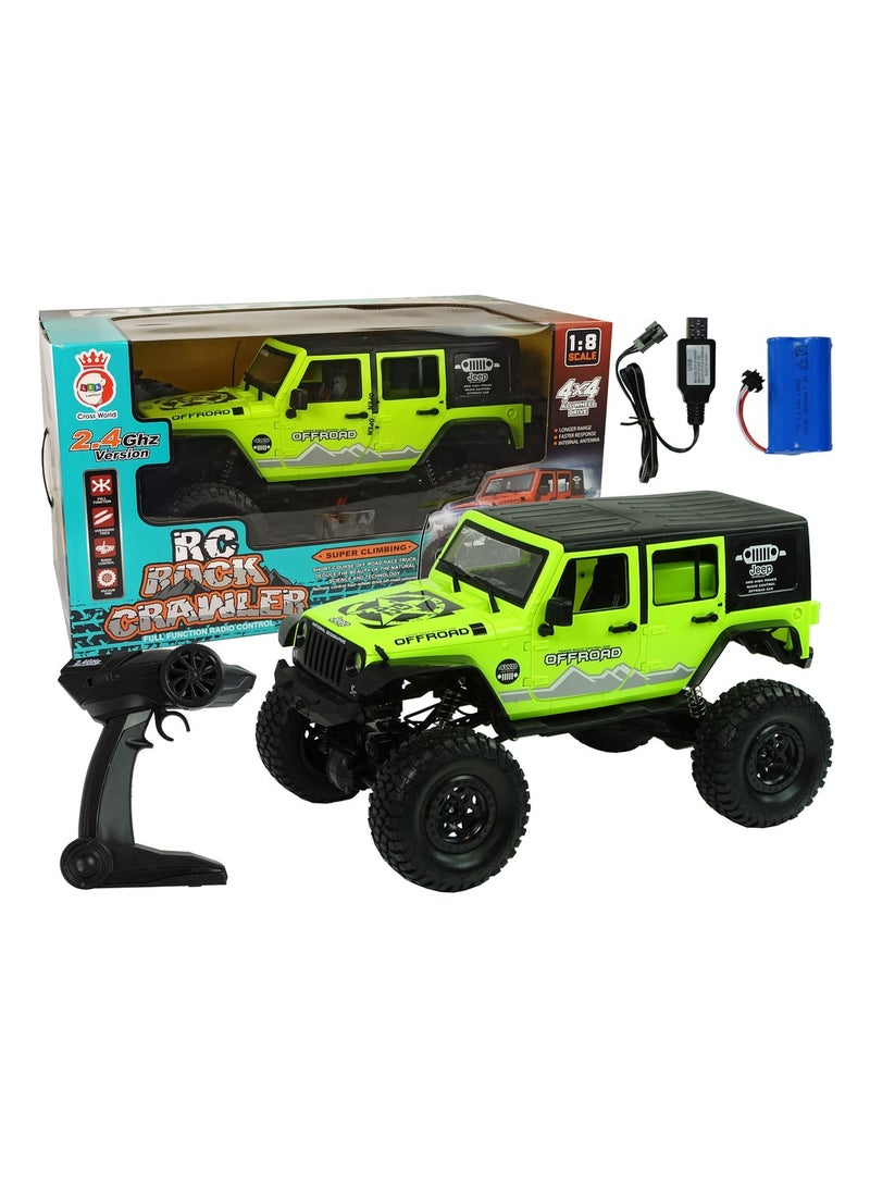 Large 1:8 R/C 4X4 RECHARGEABLE JEEP - Green - Image 4