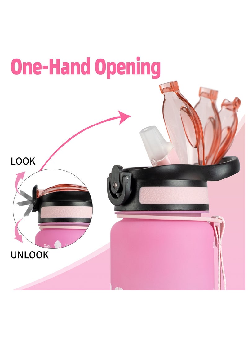 قنينة ماء رياضية سعة 1 لتر / 32 أونصة مع تحديد الوقت التحفيزي قارورة من البلاستيك تريتان مقاومة للتسرب خالية من مادة  البيسفينول أ  للأطفال واللياقة البدنية والصالة الرياضية والمكتب والمدرسة - Image 4