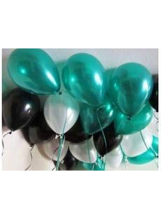تريشرا بالونات TRISHRA Party Products عالية الدقة ذات اللمسة المعدنية لتزيين حفلات أعياد الميلاد/الذكرى السنوية، عبوة من 30 بالونًا باللون الأسود والأخضر والأبيض - Image 3