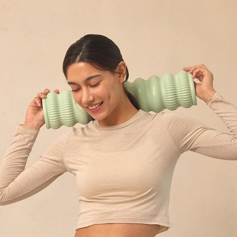 SNPE Wave Pillow II Spine Stretcher Massage Tool Yoga Piliates Spine Alignment Corrector for Back Pain Relief Neck Shoulder Lower Back Hip Massage Device Floral White - Image 2