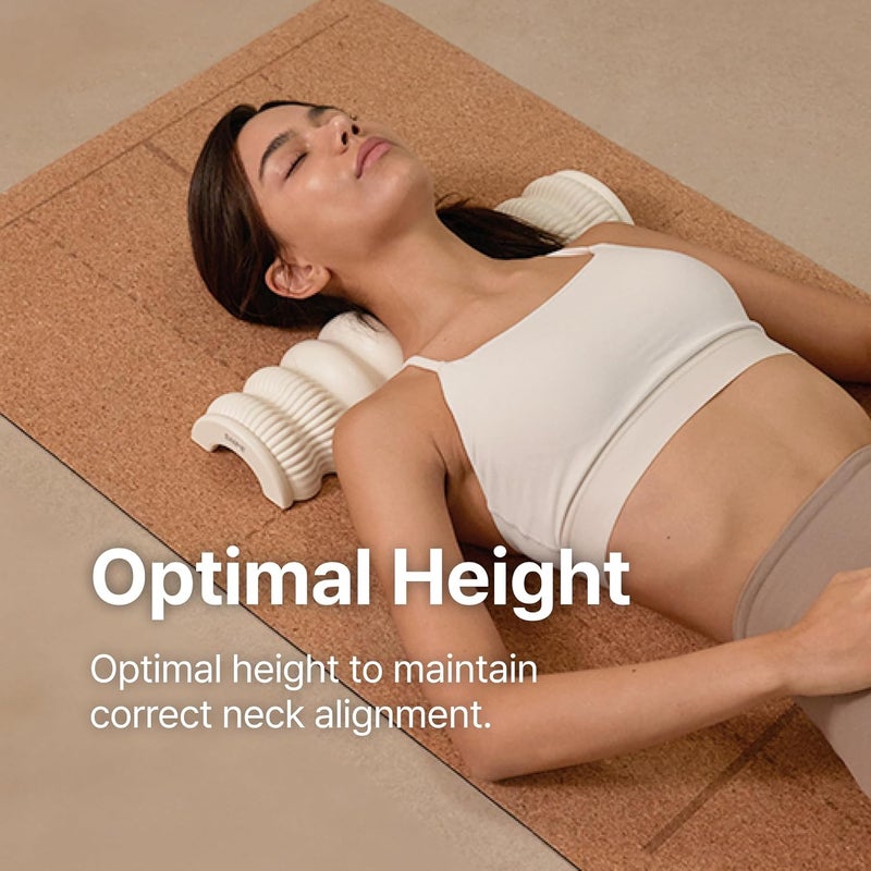 SNPE Wave Pillow II Spine Stretcher Massage Tool Yoga Piliates Spine Alignment Corrector for Back Pain Relief Neck Shoulder Lower Back Hip Massage Device Floral White - Image 5