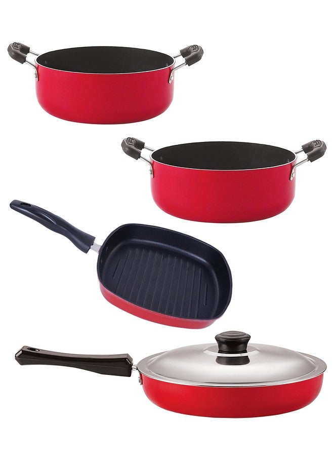 Nirlon Non Stick Aluminium Heat Resistance Cookware Set of 4 Pieces with Bakelite Handle (FP13_CS26_GP22.5_CS24)
