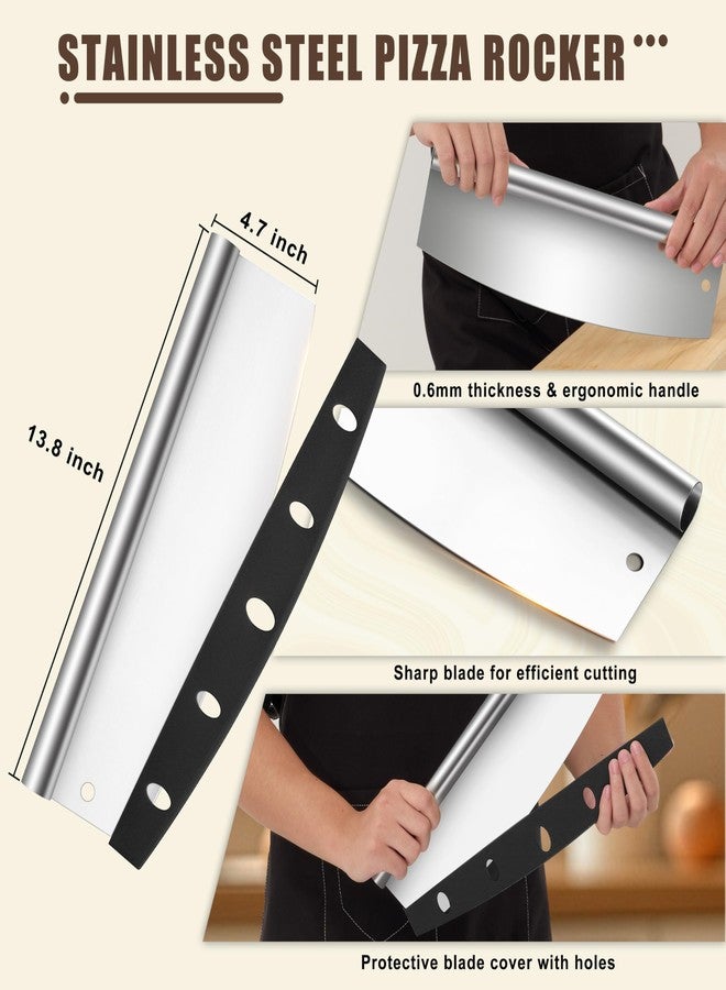 HaSteeL Aluminum Pizza Peel Spatula Set, 12 Inch Pizza Paddle Shovel, 14 Inch Metal Pizza Cutter Rocker, Pizza Oven Accessories Tools for Cooking Baking Turning Cutting, Long Detachable Handle - Image 5