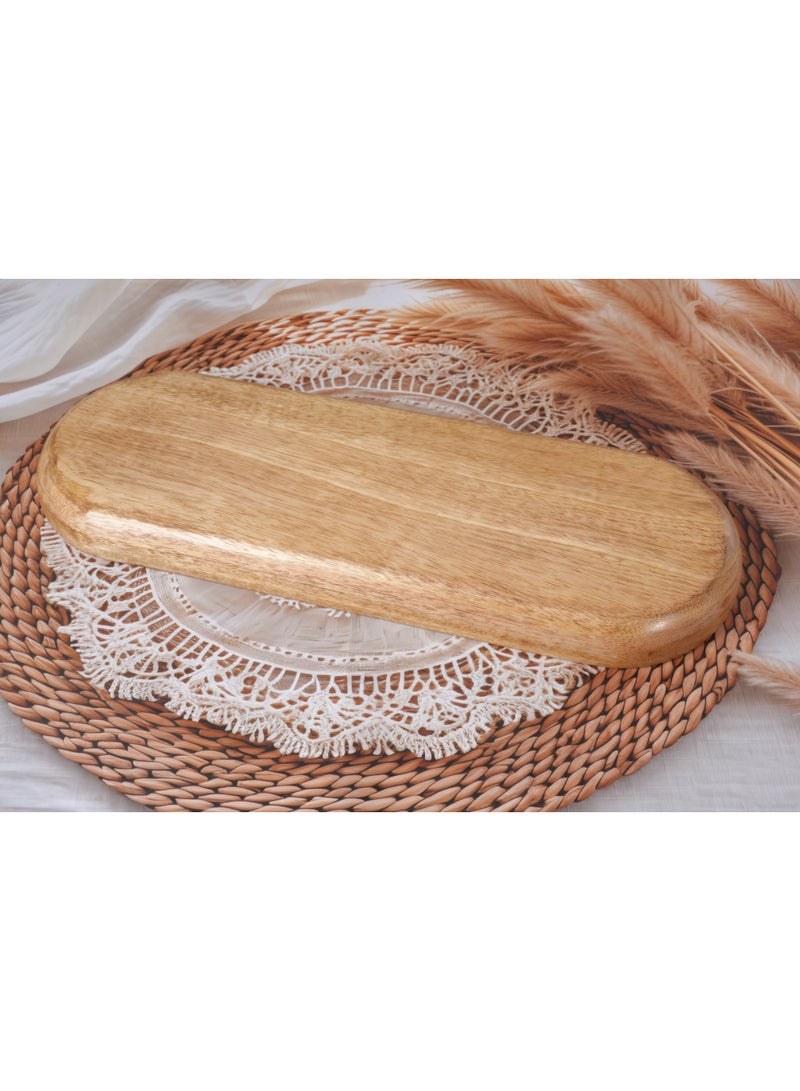 Botanica Etched Wooden Serving Tray – Handcrafted Mango Wood Platter for Snacks, Fruits, Appetizers & Décor – Eco-Friendly Rustic Kitchenware (17.5x6.5 in) - Image 5