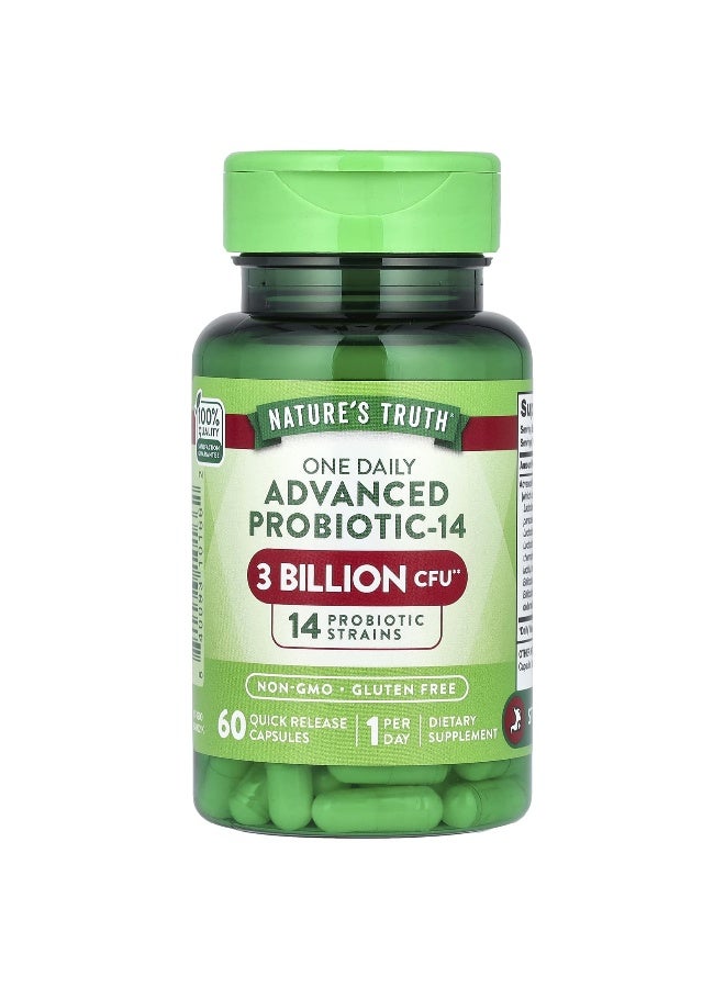 natures truth Nature's Truth, One Daily Advanced Probiotic-14, 3 Billion CFU, 60 Quick Release Capsules  - Image 3