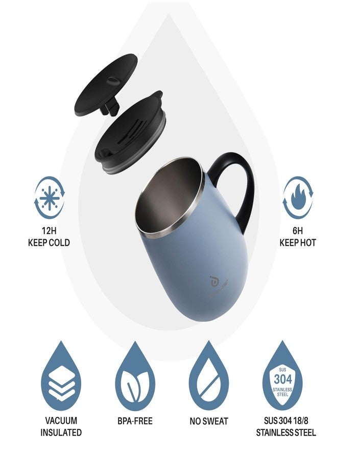 Ideus 16 oz (470 ml) Insulated Coffee Mug with Handle and Lid, Double Wall Stainless Steel Vacuum Thermal Coffee Mug, Travel Coffee Cup Thermal Cup for Home and Office (Ultimate Gray) - Image 2